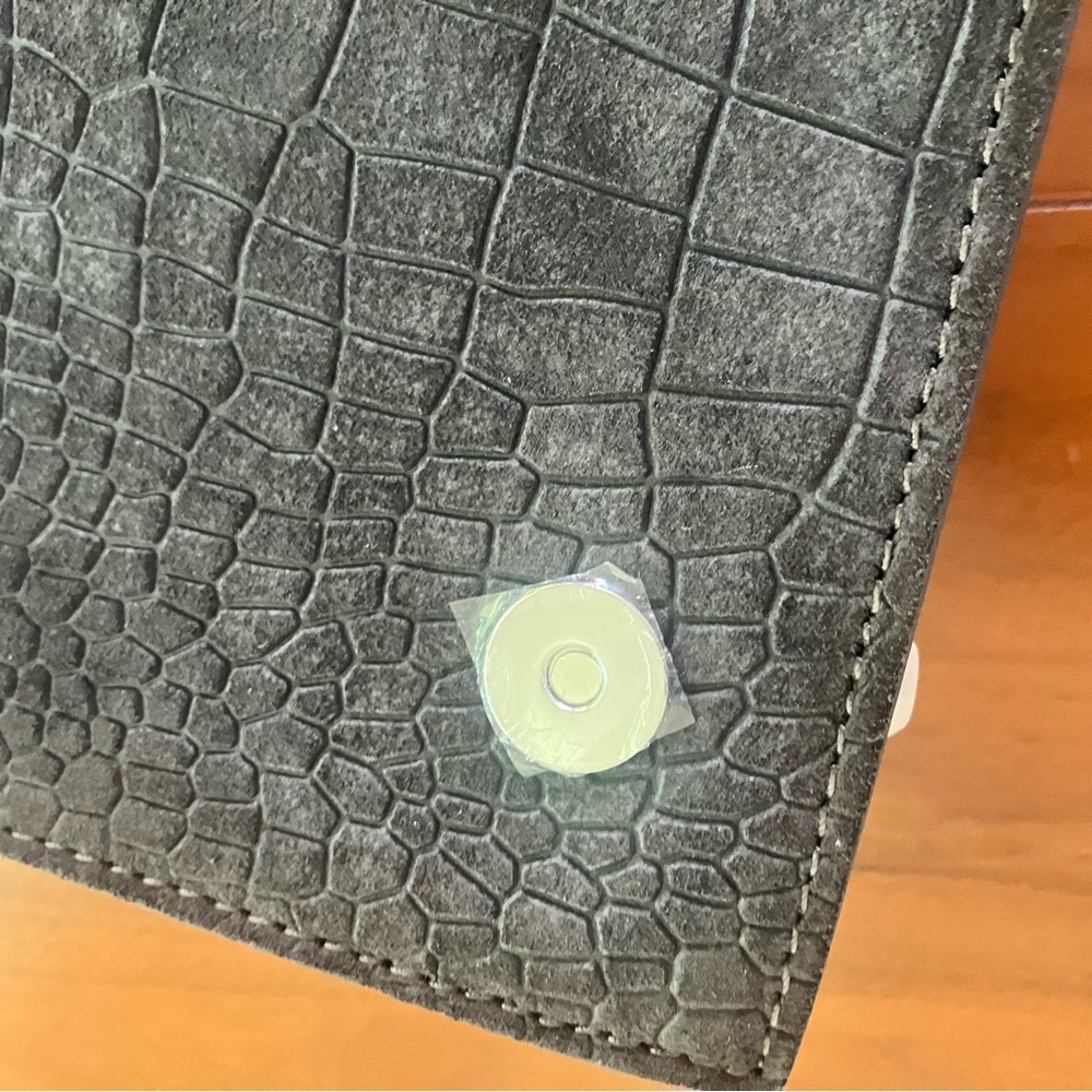 Brandon Blackwood Black Suede Standard Sophia Bag, Silver Hardware, Croc Effect - Picture 9 of 13
